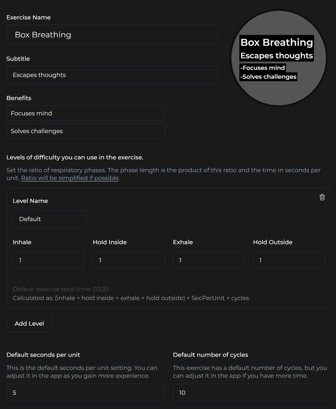 Template creation form